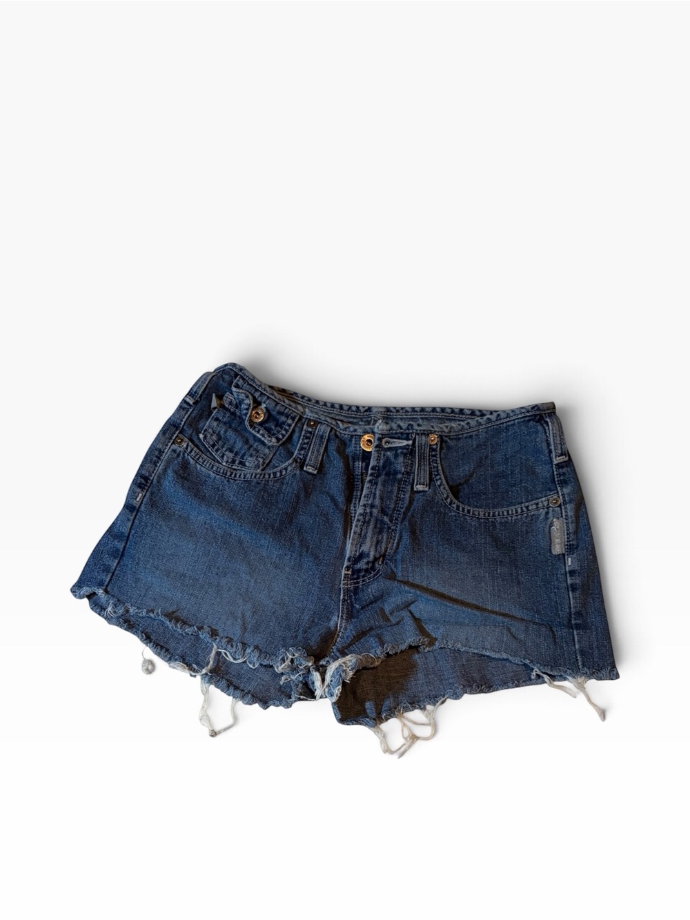 Silver Jeans Dark Blue Frayed Hem Denim Shorts